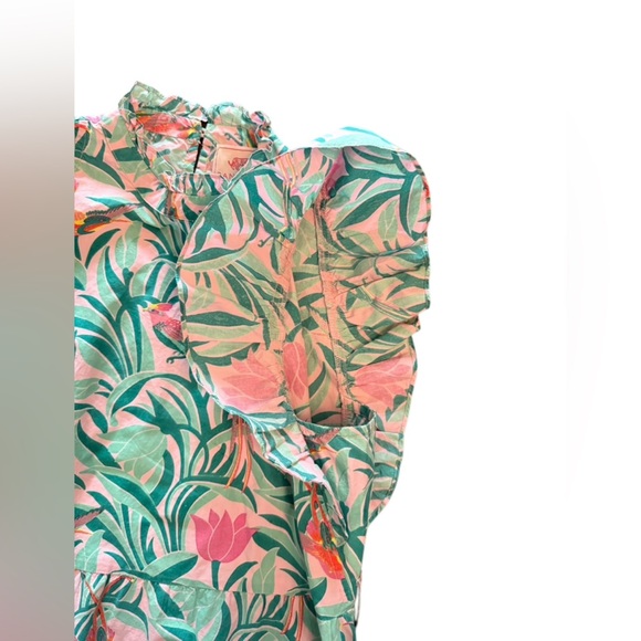 Banjanan Bulbul Tulip & Bird Print Mini Dress Size Small - Picture 9 of 13